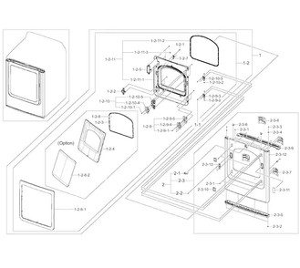 Part Location Diagram of DC97-19372A Samsung Assembly FRAME FRONT;DV8700K