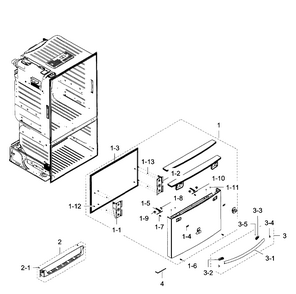 Freezer Door Diagram and Parts List for RF28HFEDBSR AA-0007 Samsung Refrigerator