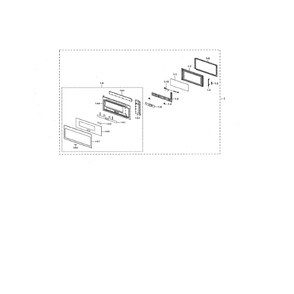 Door Diagram and Parts List for ME21M706BAG AA-00 Samsung Microwave Oven Combo