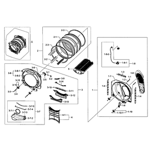 Drum Assembly Diagram and Parts List for DV405GTPASU AA-02 Samsung Dryer