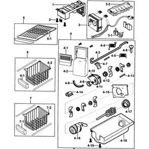 Freezer 1 Diagram and Parts List for RS2534VQ XAA-0000 Samsung Refrigerator