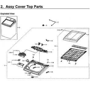Cover Top Diagram and Parts List for WA40J3000AW A2-13 Samsung Washer