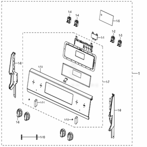 Assembly Control Diagram and Parts List for NE59N6630SS (AA)(0000) Samsung Range