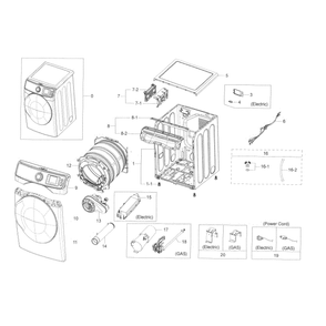 Main Assembly Diagram and Parts List for DV45K6500GV A3-0000 Samsung Dryer