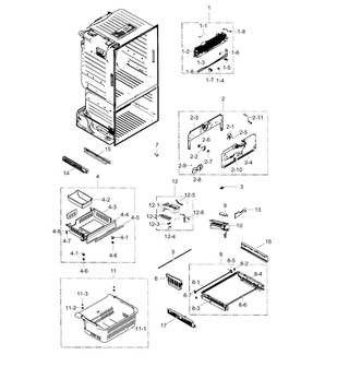 Freezer Diagram and Parts List for RF323TEDBSR AA-0004 Samsung Refrigerator