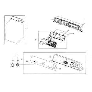 Control Panel Diagram and Parts List for DV45H7000GW A2-0000 Samsung Dryer