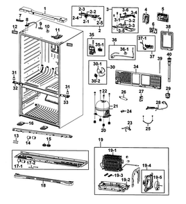 Cabinet Diagram and Parts List for RF4287HAPN XAA-0001 Samsung Refrigerator