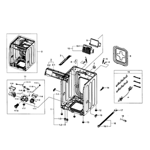 Frame Assembly Diagram and Parts List for WF405ATPAWR AA-01 Samsung Washer