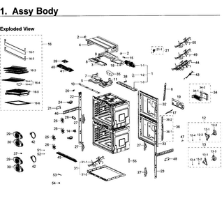 Body Diagram and Parts List for NV51K7770DG AA-0000 Samsung Wall Oven