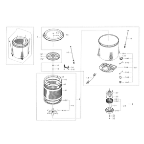 Tub Diagram and Parts List for WA45K7600AW A2-0000 Samsung Washer