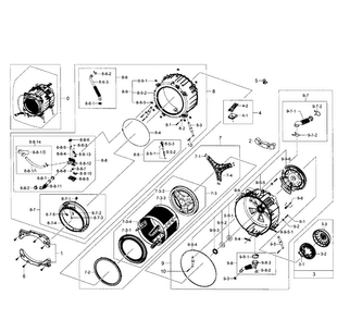Tub/drum Assy Diagram and Parts List for WF457ARGSGR AA-0002 Samsung Washer