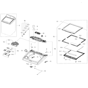 Cover-top Diagram and Parts List for WA45H7200AP A2-0001 Samsung Washer