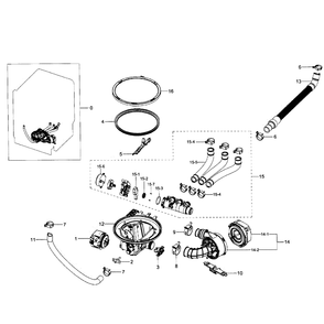 Pump Diagram and Parts List for DW80J9945US AA-01 Samsung Dishwasher