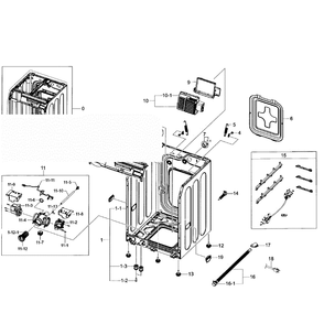 Frame Assembly Diagram and Parts List for WF405ATPASU A2-0000 Samsung Washer