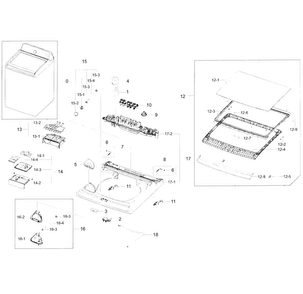 Top Assy Diagram and Parts List for WA52J8060AW A2-0000 Samsung Washer