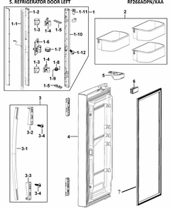 Part Location Diagram of DA91-02827B Samsung Assembly DOOR FOAM REF-L;AW-
