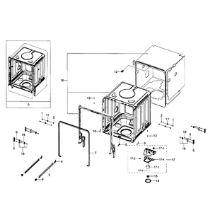 Tub Diagram and Parts List for DW80J7550UW AA-01 Samsung Dishwasher