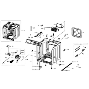Frame And Cover Diagram and Parts List for WF393BTPARA A1-0000 Samsung Washer