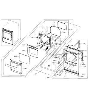 Front/door Assy Diagram and Parts List for DV476ETHASU A1-0000 Samsung Dryer