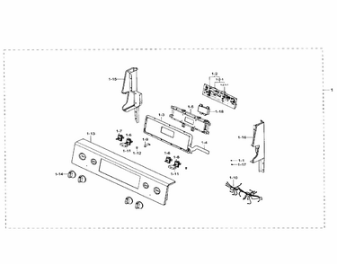 Control Pane Diagram and Parts List for NE59J7630SW AA-0001 Samsung Range