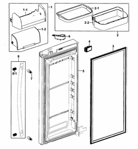 Refrigerator Door-r Diagram and Parts List for RF267AZPN XAA-0000 Samsung Refrigerator