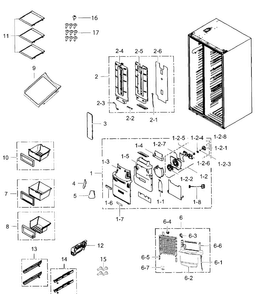 Fridge Diagram and Parts List for RH25H5611SR AA-0000 Samsung Refrigerator
