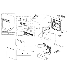 Door Diagram and Parts List for DW80H9970US AA-01 Samsung Dishwasher
