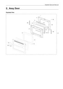 Door Assembly Diagram and Parts List for NX58R6631SS AA-00 Samsung Range