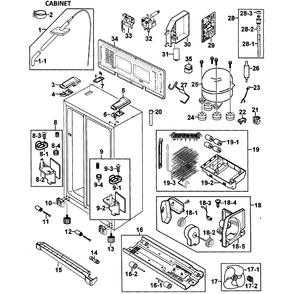 Cabinet Diagram and Parts List for RS277ACWP XAA-0000 Samsung Refrigerator