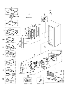Refrigerator Diagram and Parts List for RSG257AARS XAA-0000 Samsung Refrigerator