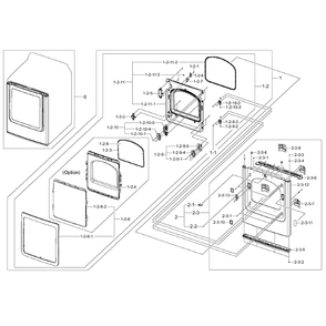Frame Front And Door Diagram and Parts List for DV45H7000EW A2-02 Samsung Dryer