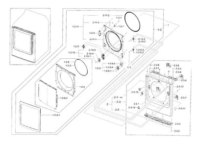 Frame Front & Door Diagram and Parts List for DV56H9000EW A2-0000 Samsung Dryer