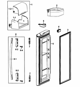 Right Door Diagram and Parts List for RF267AABP XAA-0000 Samsung Refrigerator