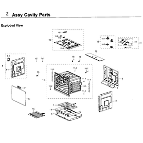 Cavity Diagram and Parts List for NV51K7770DS AA-0000 Samsung Wall Oven