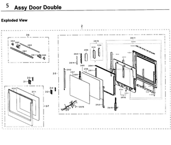 Door Double Diagram and Parts List for NV51K6650DS AA-0000 Samsung Wall Oven