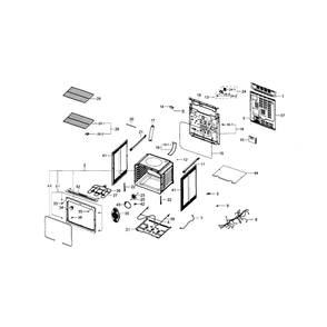 Main Assembly Diagram and Parts List for NE595R0ABBB AA-01 Samsung Range