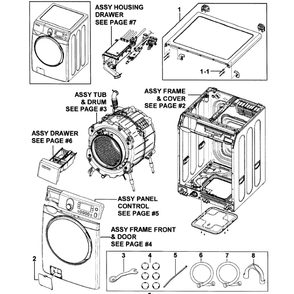 Main Assembly Diagram and Parts List for WF448AAP XAA-0008 Samsung Washer