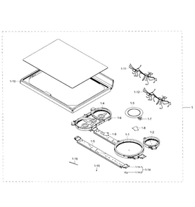 Cooktop Section Diagram and Parts List for NE59J7850WS AA-0001 Samsung Range