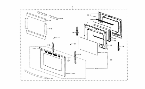 Door Diagram and Parts List for FX710BGS XAA-0003 Samsung Range