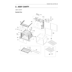Cavity Assembly Diagram and Parts List for NE63A6111SS AA-00 Samsung Range