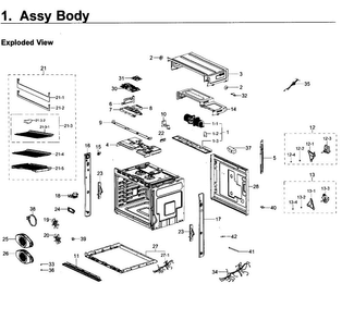 Body Diagram and Parts List for NV51K6650SG AA-0000 Samsung Wall Oven