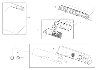 Control Panel Diagram and Parts List for DV422EWHDWR AA-0000 Samsung Dryer