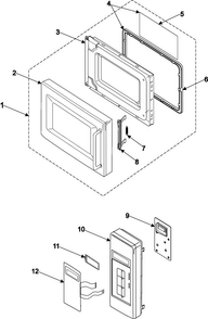 Control Panel/door Assembly Diagram and Parts List for MW1080STA XAA Samsung Microwave