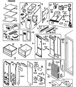 Freezer Diagram and Parts List for RH269LBSH XAA-0000 Samsung Refrigerator