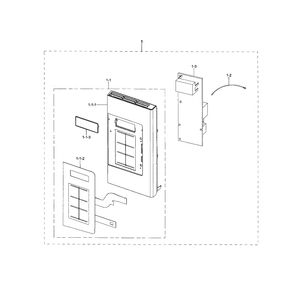 Control Panel Diagram and Parts List for ME16H702SEB AA-01 Samsung Microwave