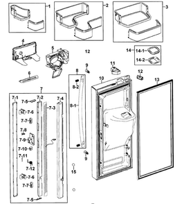 Left Door Diagram and Parts List for RFG237AABP XAA-0000 Samsung Refrigerator