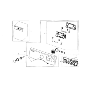 Control Panel Diagram and Parts List for DV331AEW XAA-02 Samsung Dryer
