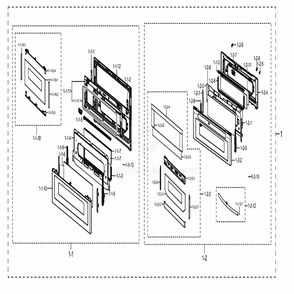 Assembly Door Diagram and Parts List for NX58M6850SG (AA)(0001) Samsung Range
