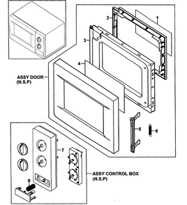 Door Parts Diagram and Parts List for MW620WA XAA-00 Samsung Microwave