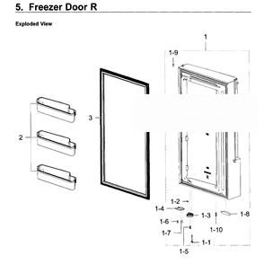 Freezer Door R Diagram and Parts List for RF28K9580SR AA-0001 Samsung Refrigerator